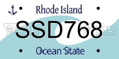 SSD768 Rhode Island License Plate