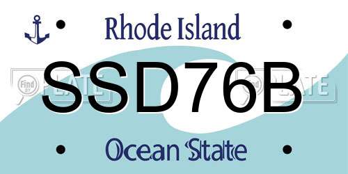 SSD76B Rhode Island License Plate