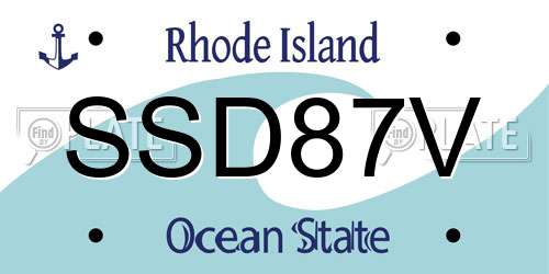 SSD87V Rhode Island License Plate