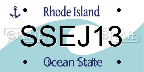SSEJ13 Rhode Island License Plate