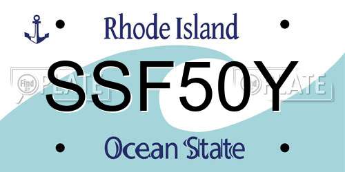 SSF50Y Rhode Island License Plate