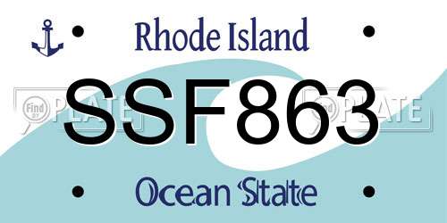 SSF863 Rhode Island License Plate