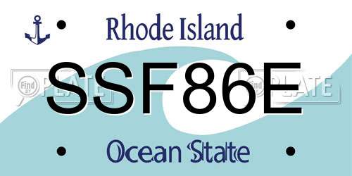 SSF86E Rhode Island License Plate