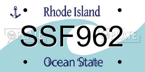 SSF962 Rhode Island License Plate