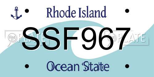 SSF967 Rhode Island License Plate
