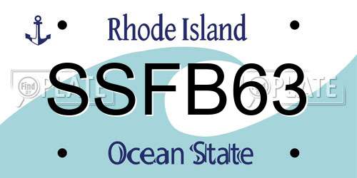 SSFB63 Rhode Island License Plate