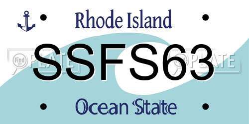 SSFS63 Rhode Island License Plate