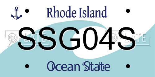 SSG04S Rhode Island License Plate