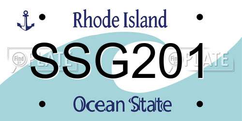 SSG201 Rhode Island License Plate