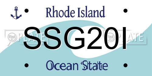 SSG20I Rhode Island License Plate
