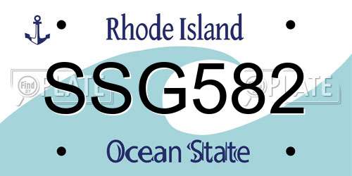 SSG582 Rhode Island License Plate