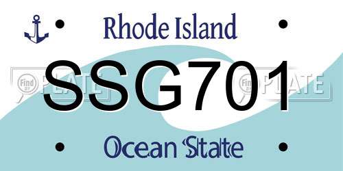 SSG701 Rhode Island License Plate