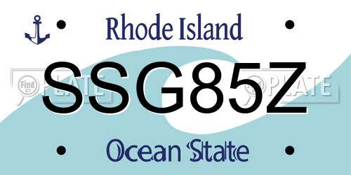 SSG85Z Rhode Island License Plate