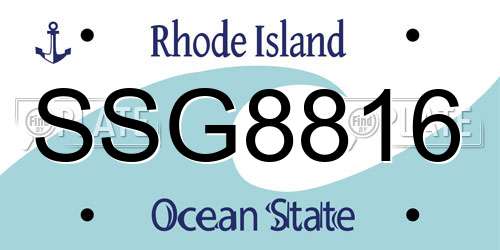 SSG8816 Rhode Island License Plate