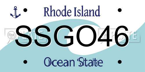 SSGO46 Rhode Island License Plate