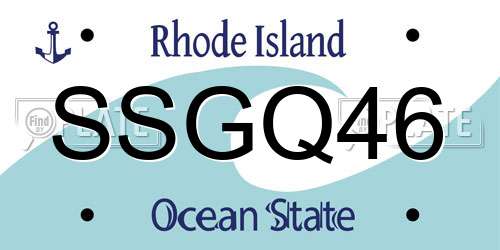 SSGQ46 Rhode Island License Plate