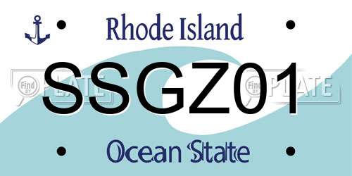 SSGZ01 Rhode Island License Plate