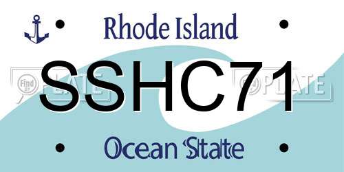 SSHC71 Rhode Island License Plate
