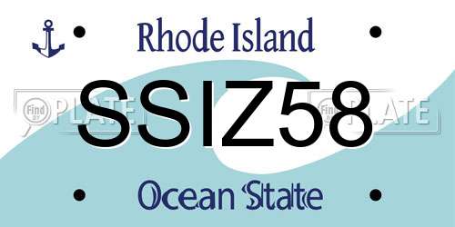 SSIZ58 Rhode Island License Plate