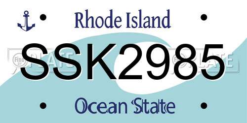 SSK2985 Rhode Island License Plate