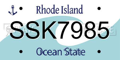 SSK7985 Rhode Island License Plate