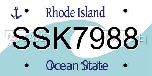 SSK7988 Rhode Island License Plate