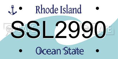 SSL2990 Rhode Island License Plate