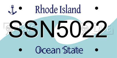 SSN5022 Rhode Island License Plate