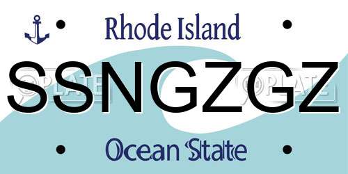 SSNGZGZ Rhode Island License Plate