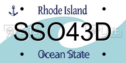 SSO43D Rhode Island License Plate