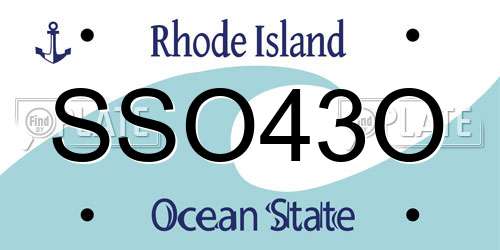 SSO43O Rhode Island License Plate