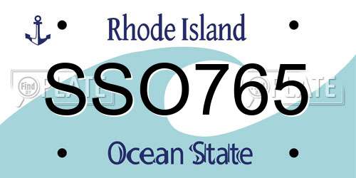 SSO765 Rhode Island License Plate