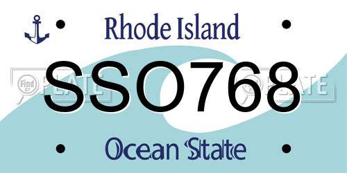 SSO768 Rhode Island License Plate