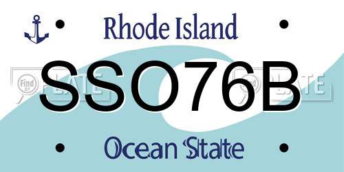 SSO76B Rhode Island License Plate