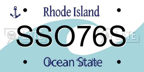 SSO76S Rhode Island License Plate