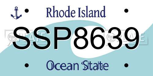 SSP8639 Rhode Island License Plate
