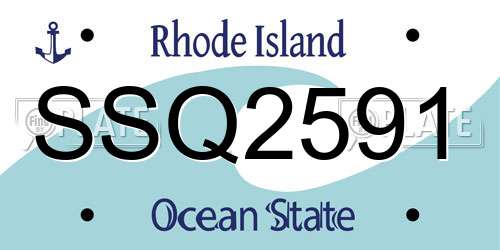 SSQ2591 Rhode Island License Plate