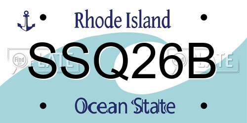 SSQ26B Rhode Island License Plate