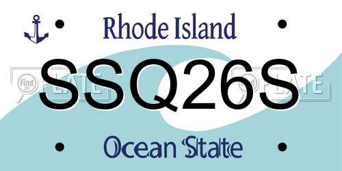 SSQ26S Rhode Island License Plate