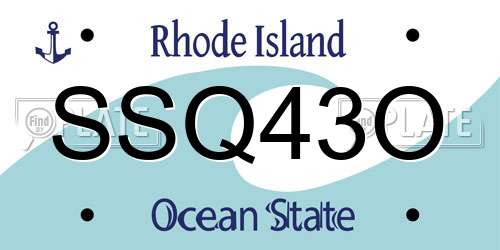 SSQ43O Rhode Island License Plate