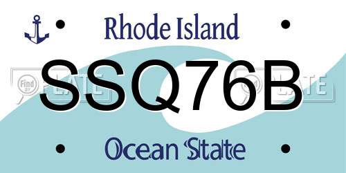 SSQ76B Rhode Island License Plate