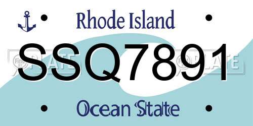 SSQ7891 Rhode Island License Plate