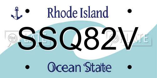 SSQ82V Rhode Island License Plate