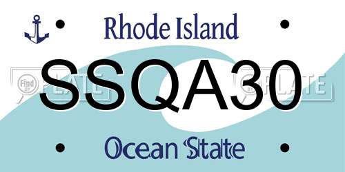 SSQA30 Rhode Island License Plate