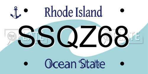 SSQZ68 Rhode Island License Plate
