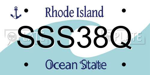 SSS38Q Rhode Island License Plate