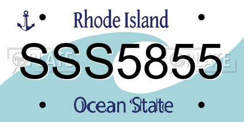 SSS5855 Rhode Island License Plate