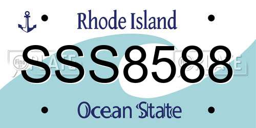 SSS8588 Rhode Island License Plate