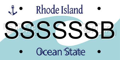 SSSSSSB Rhode Island License Plate