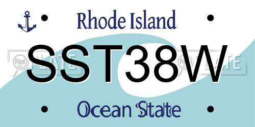 SST38W Rhode Island License Plate